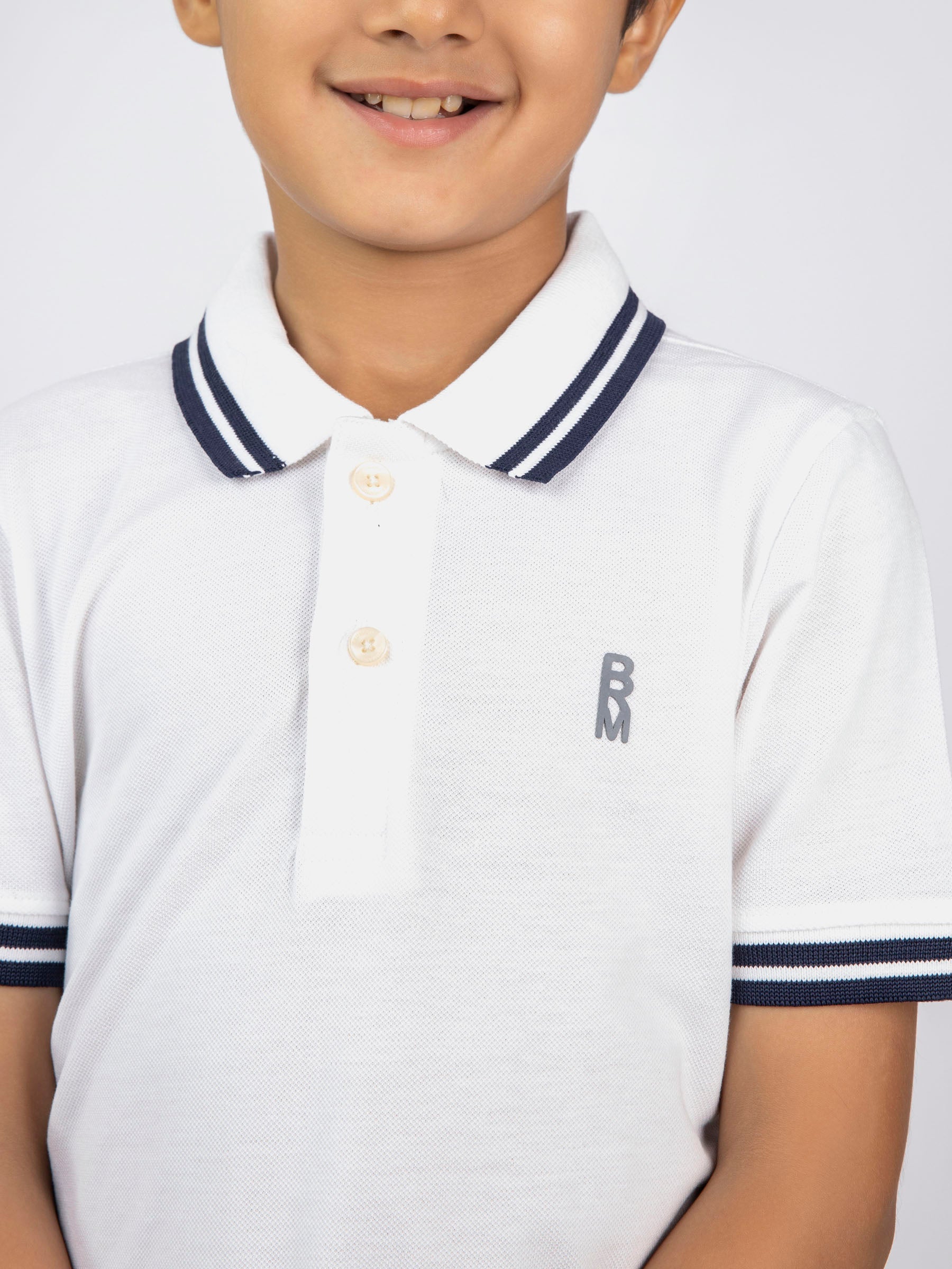White Pique Casual Tipped polo