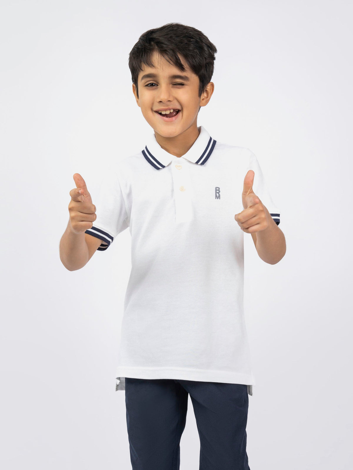 White Pique Casual Tipped polo