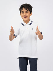 White Pique Casual Tipped polo