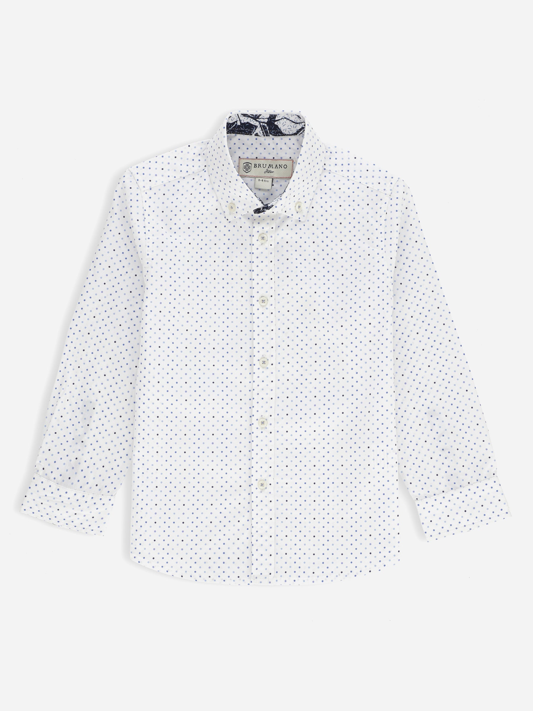 White Polka Dot Printed Casual Shirt