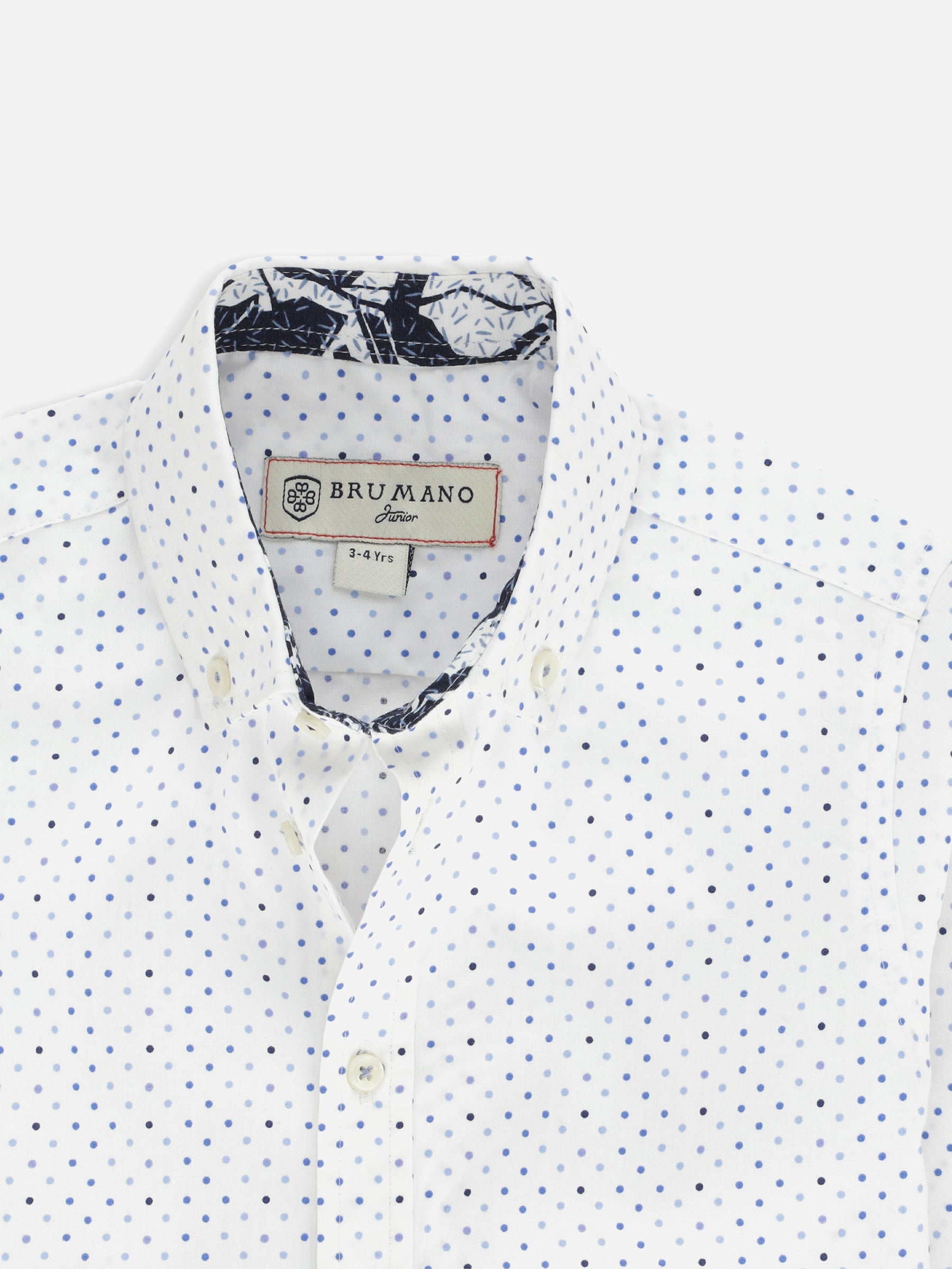 White Polka Dot Printed Casual Shirt