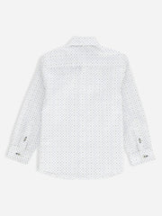 White Polka Dot Printed Casual Shirt
