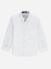 White Polka Dot Printed Casual Shirt