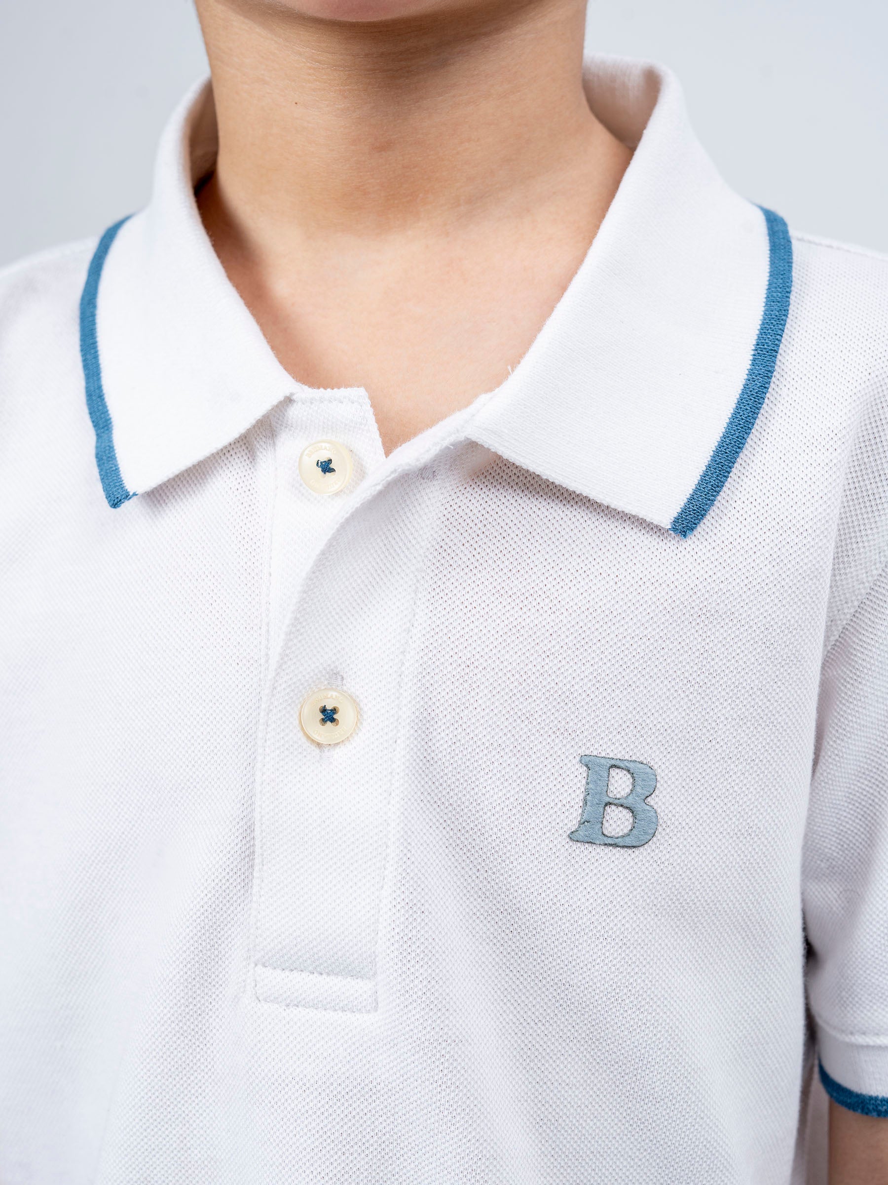 White Polo With Tipping Collar