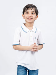 White Polo With Tipping Collar