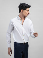 White Poplin Button Down Shirt With Detailing