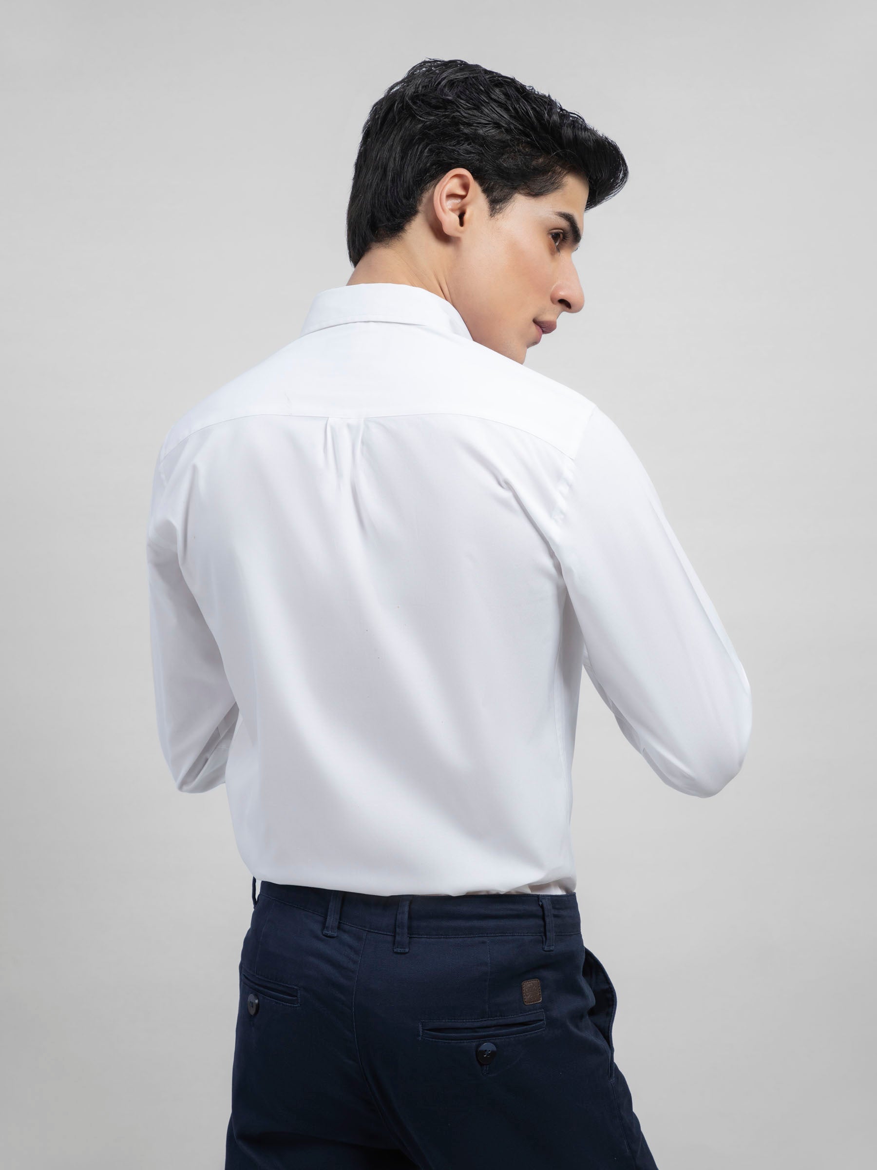 White Poplin Button Down Shirt With Detailing