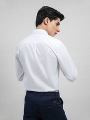 White Poplin Button Down Shirt With Detailing