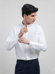 White Poplin Button Down Shirt With Detailing