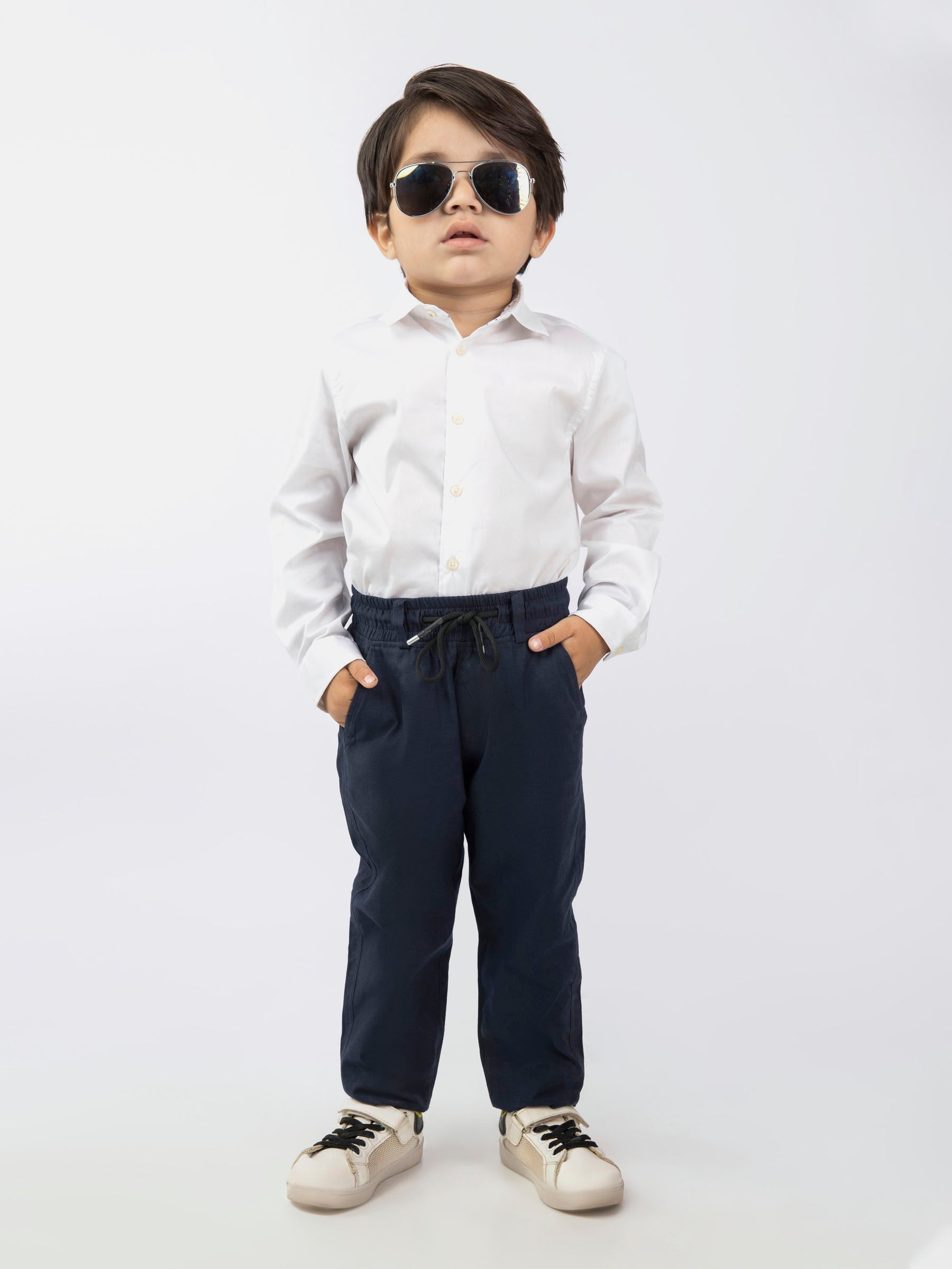 White Satin Formal Kids Shirt