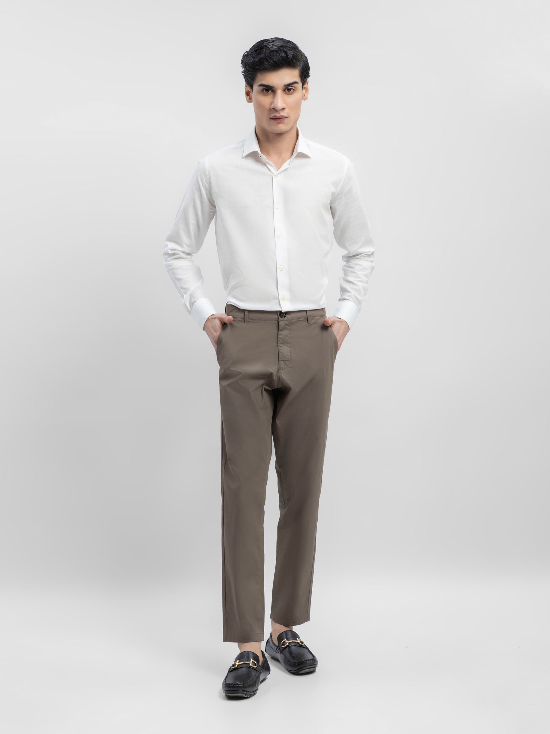 White Self Checkered Formal Shirt