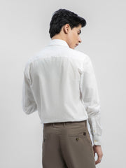 White Self Checkered Formal Shirt