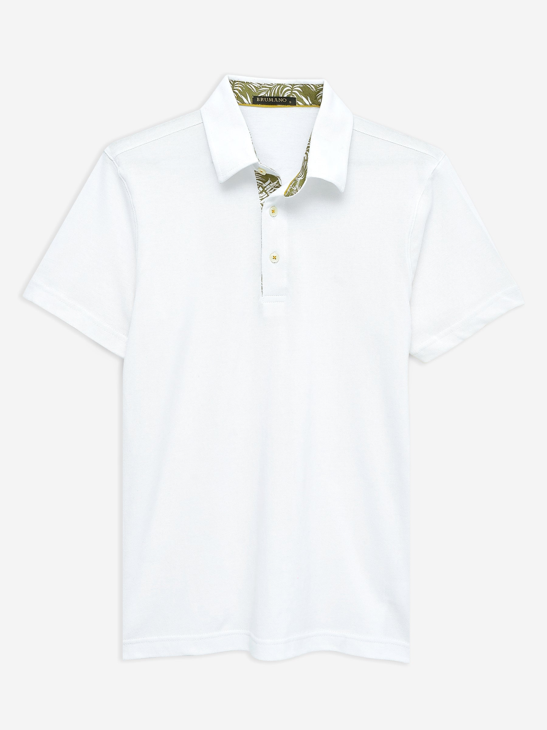 White Self Collar Polo With Contrasting Detailing