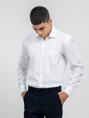 White Self Striped Formal Shirt