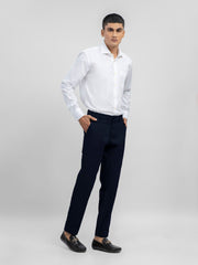 White Self Striped Formal Shirt