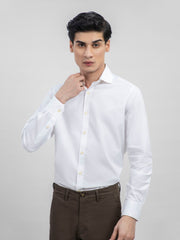 White Striped Formal Shirt With Cutaway Collar