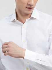 White Striped Formal Shirt With Cutaway Collar