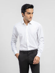 White Striped Office Shirt With Cutaway Collar