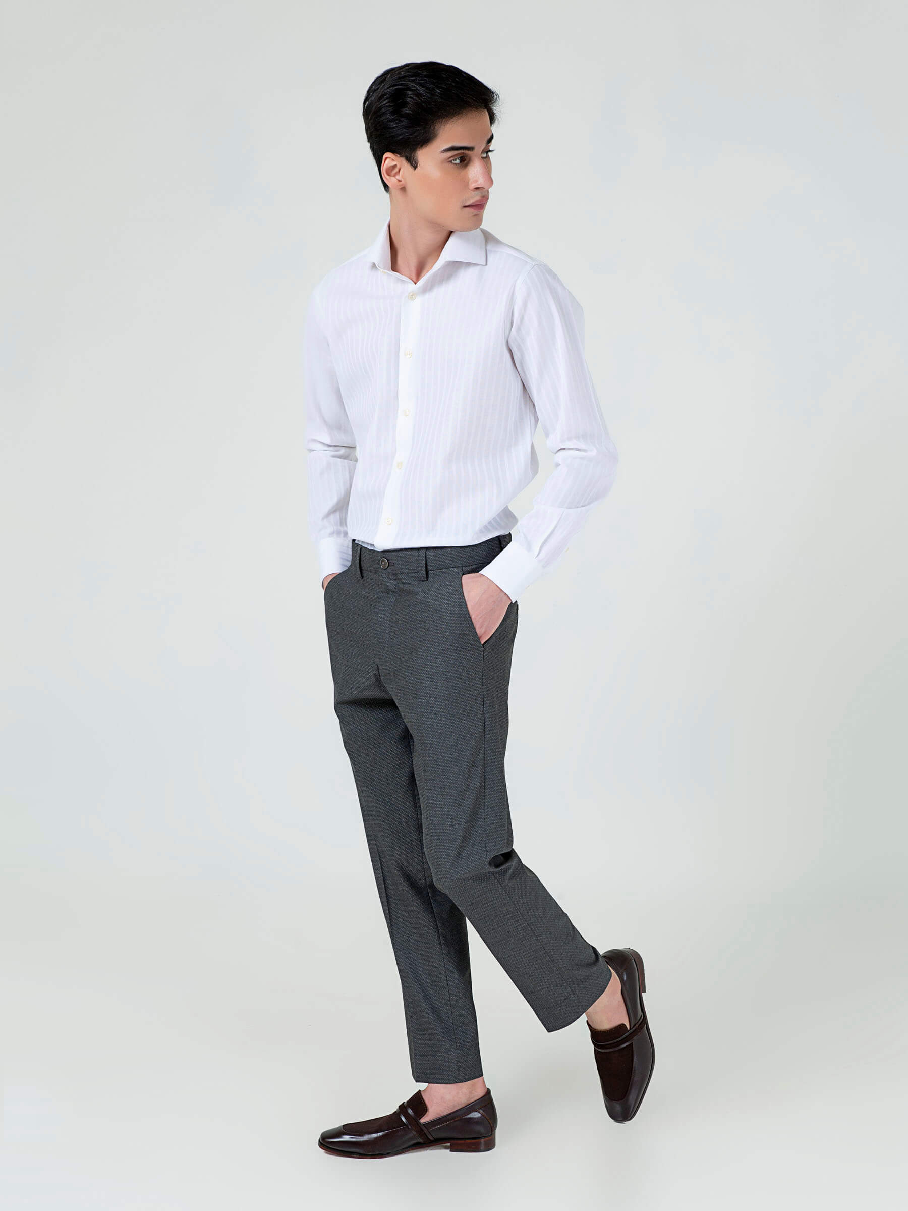 White Striped Structured Formal Shirt