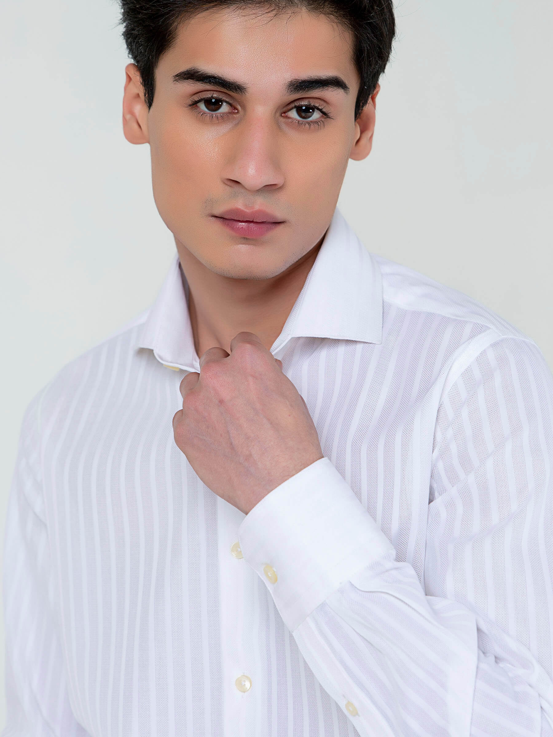 White Striped Structured Formal Shirt