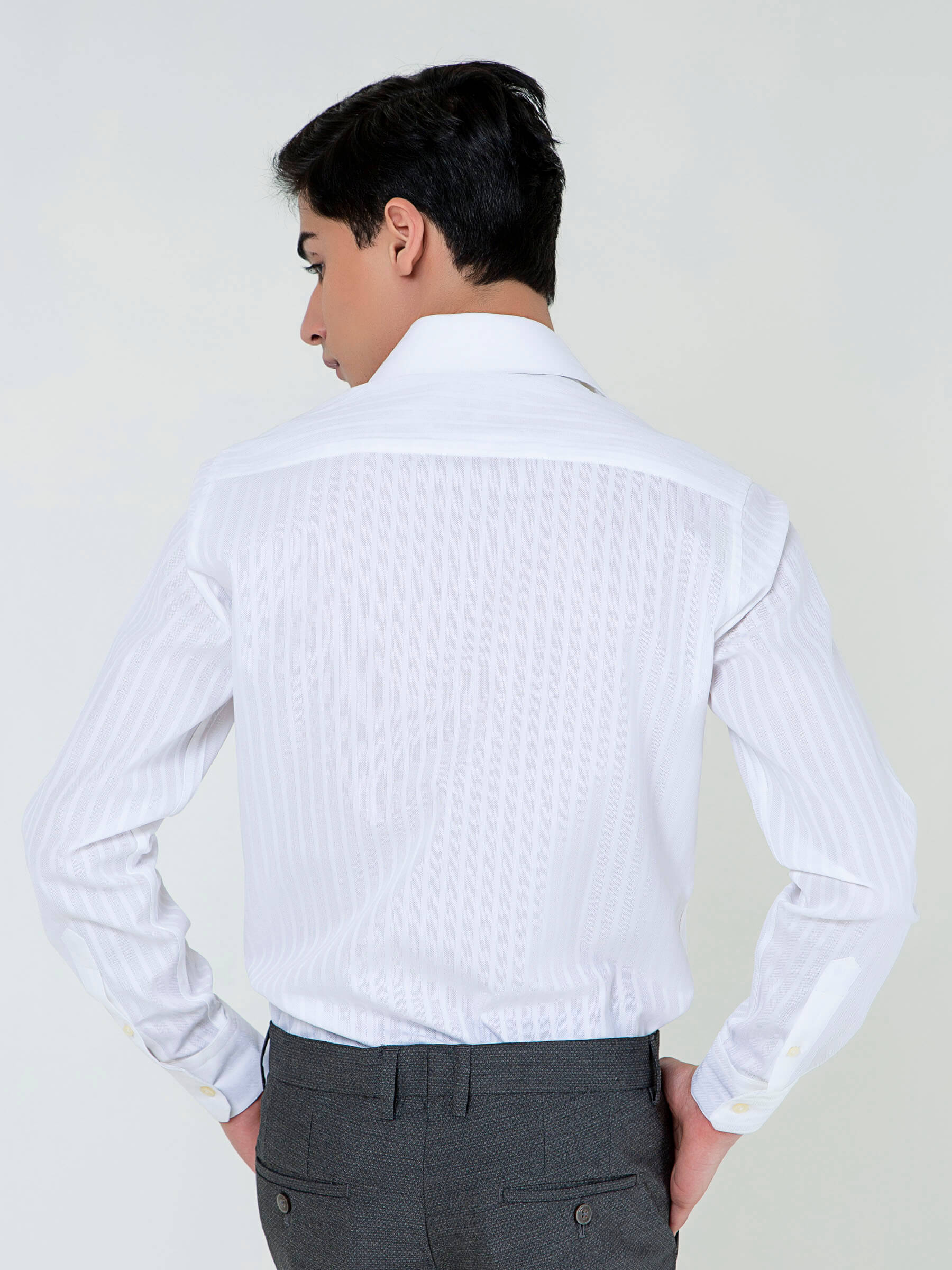 White Striped Structured Formal Shirt