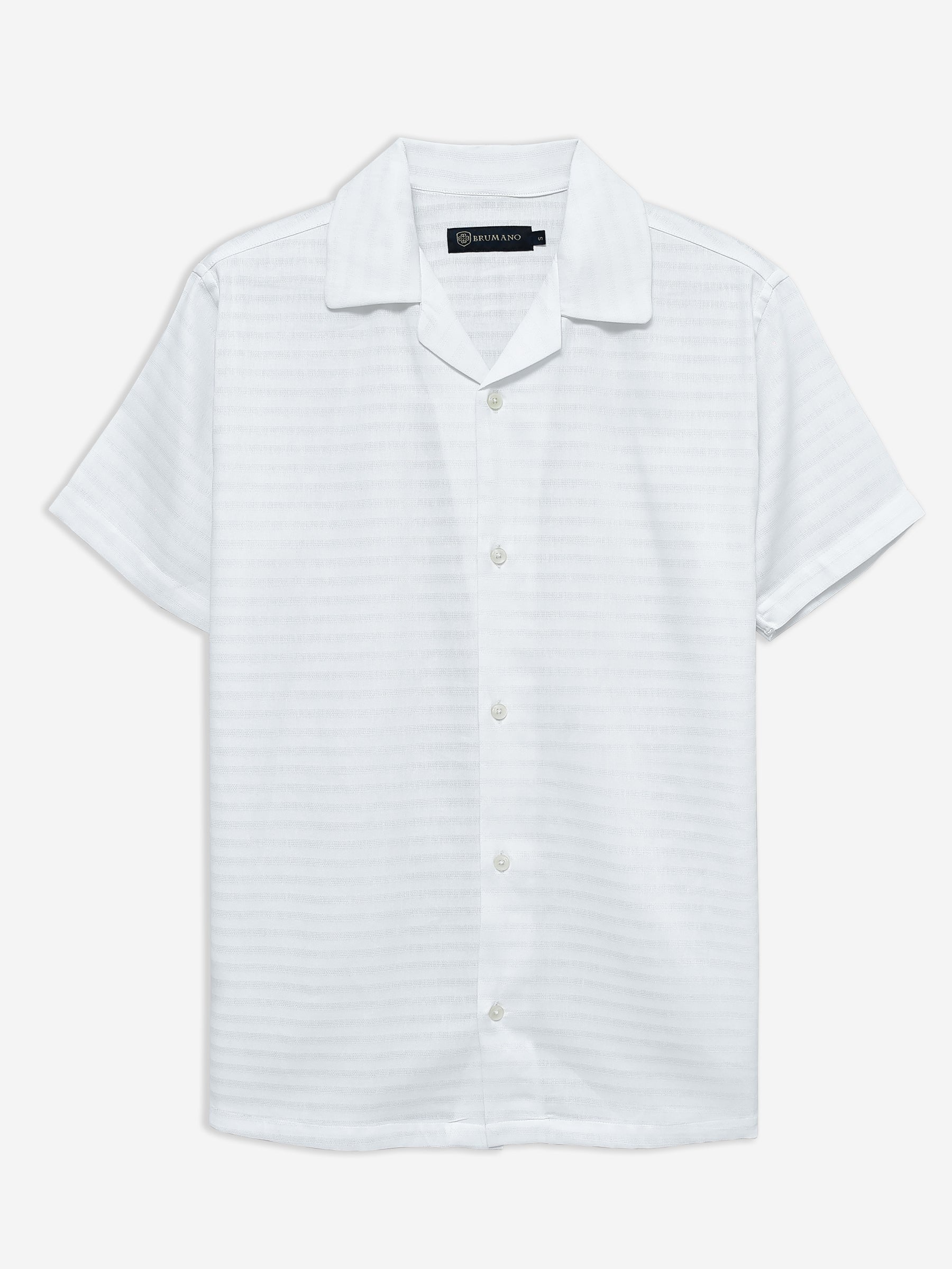 White Structured Cuban Collar Shirt