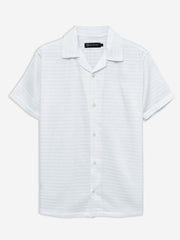 White Structured Cuban Collar Shirt