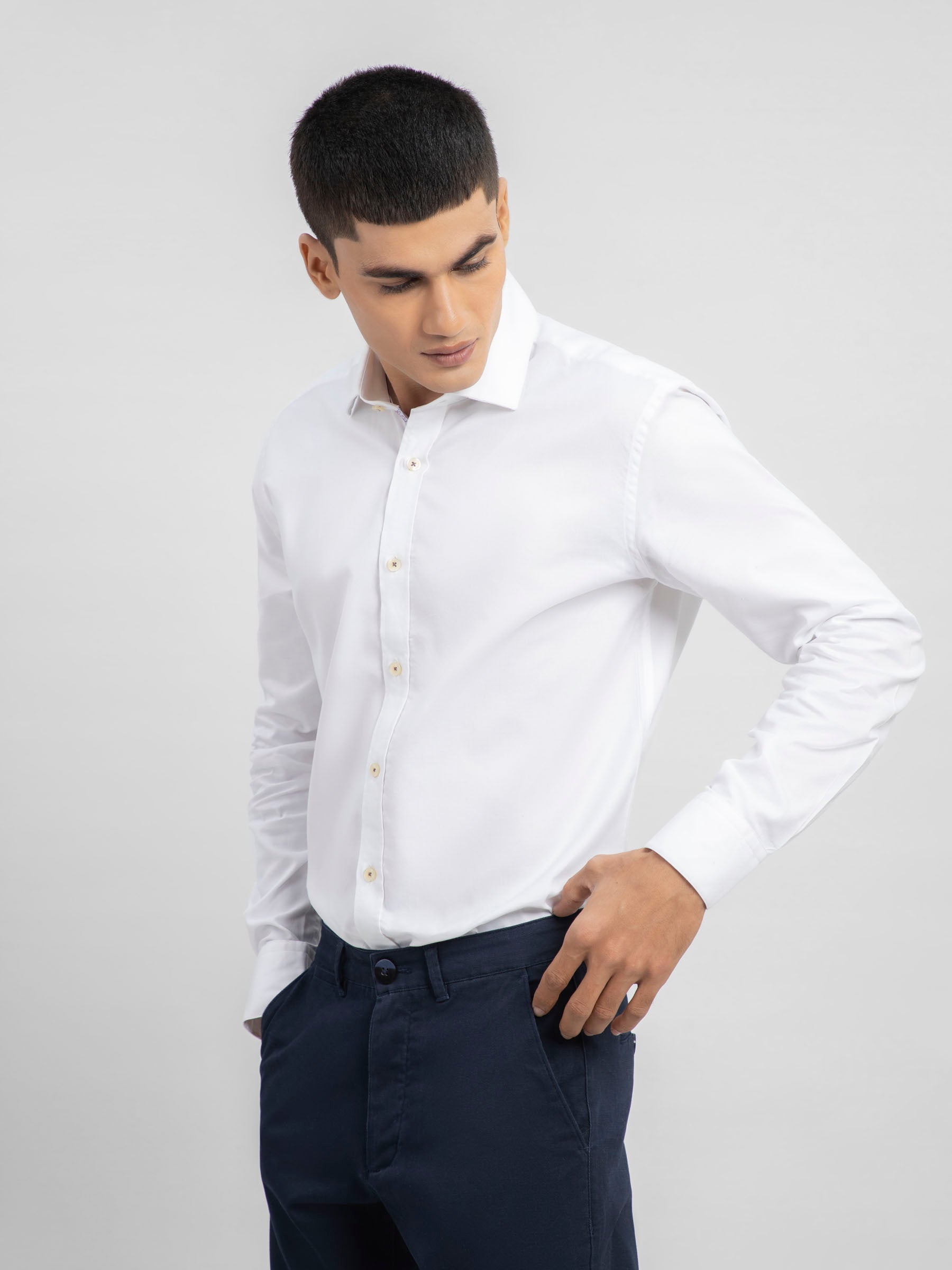 White Structured Formal Shirt