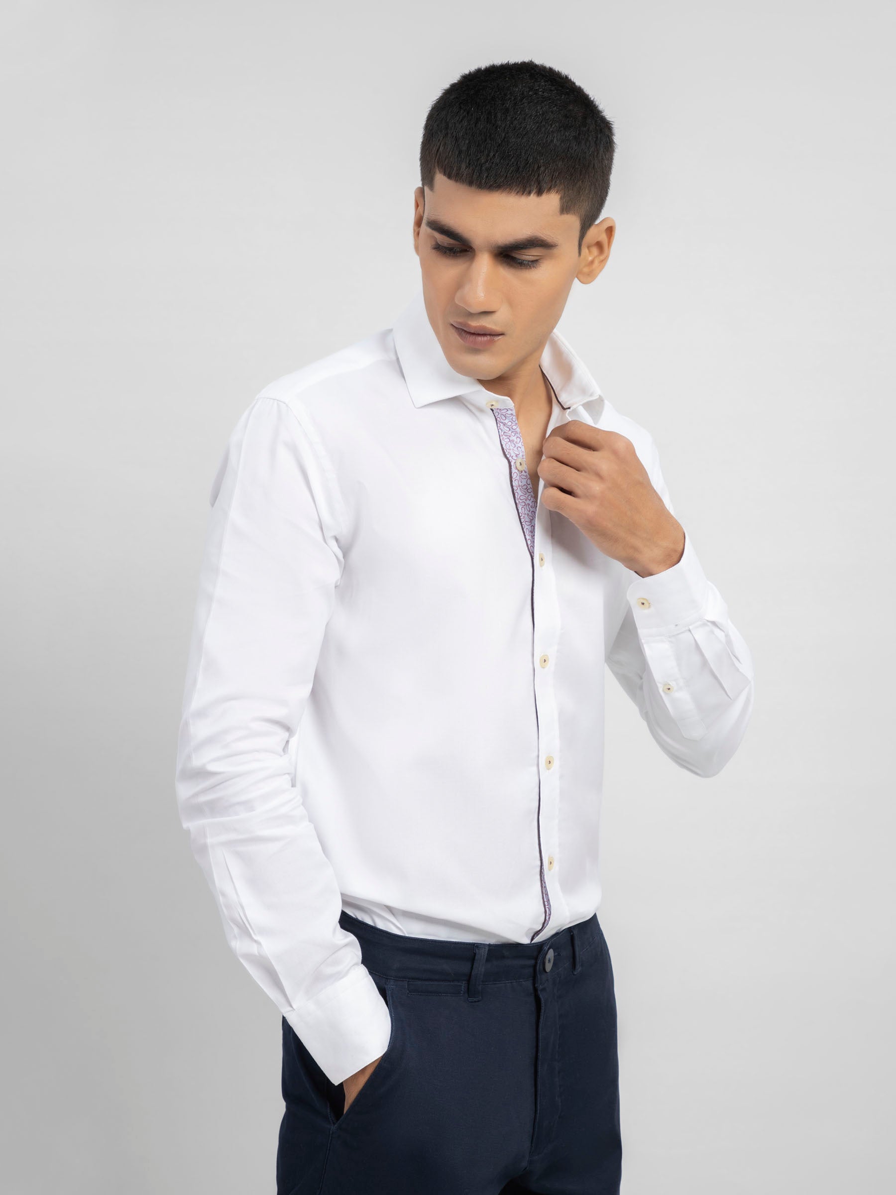 White Structured Formal Shirt