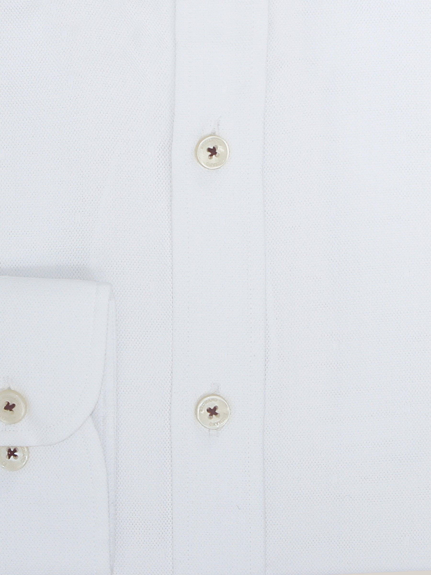White Structured Shirt With Inside Button Down Collar