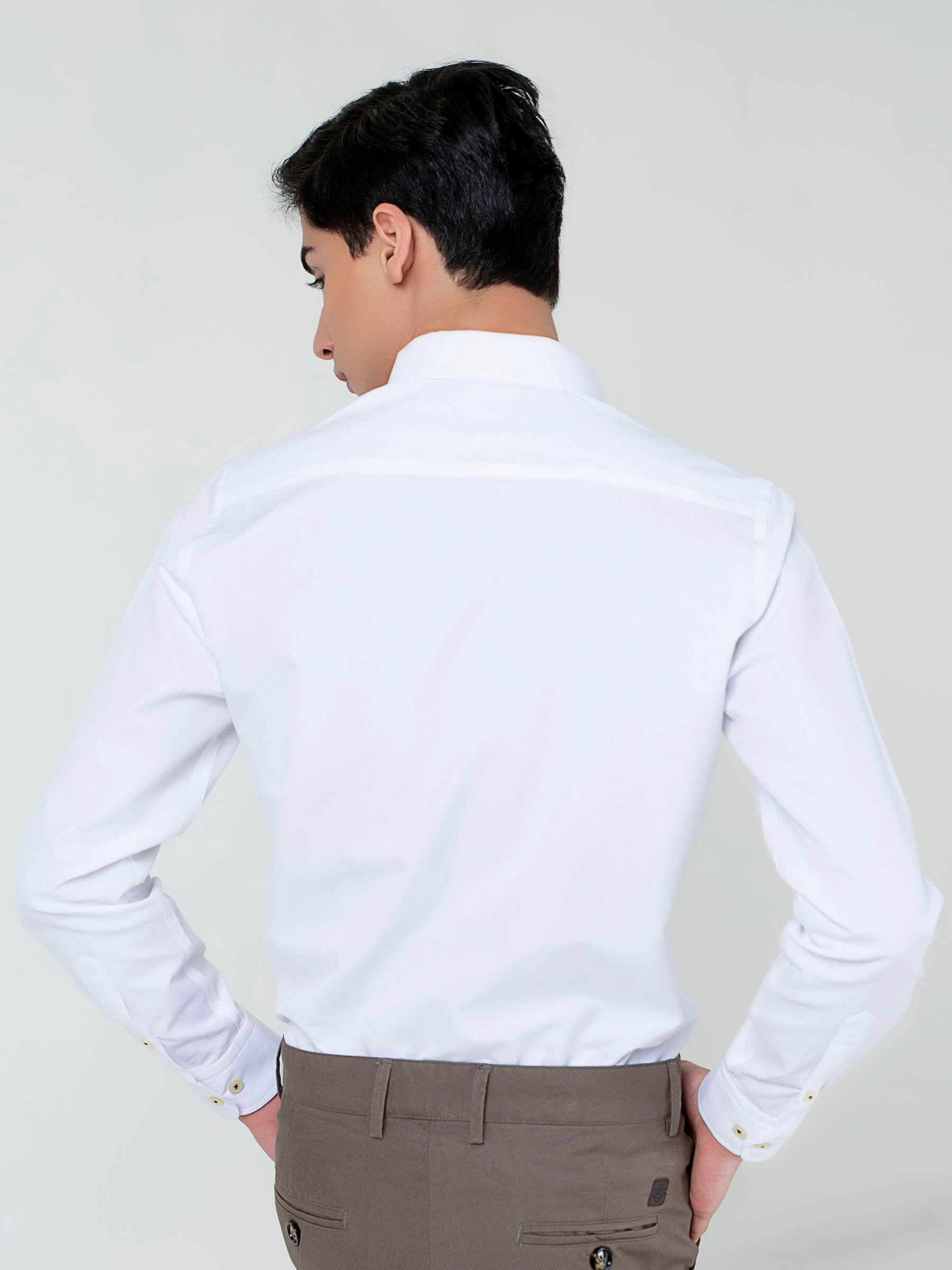 White Structured Shirt With Red Printed Detailing