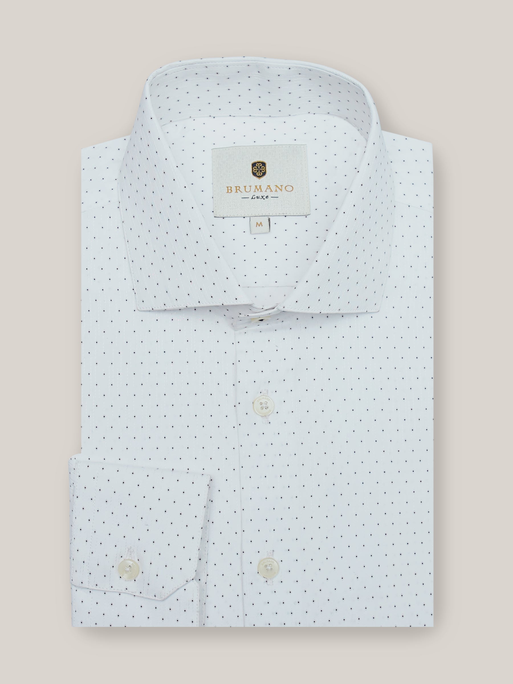 White & Black Dot Structured Formal Shirt