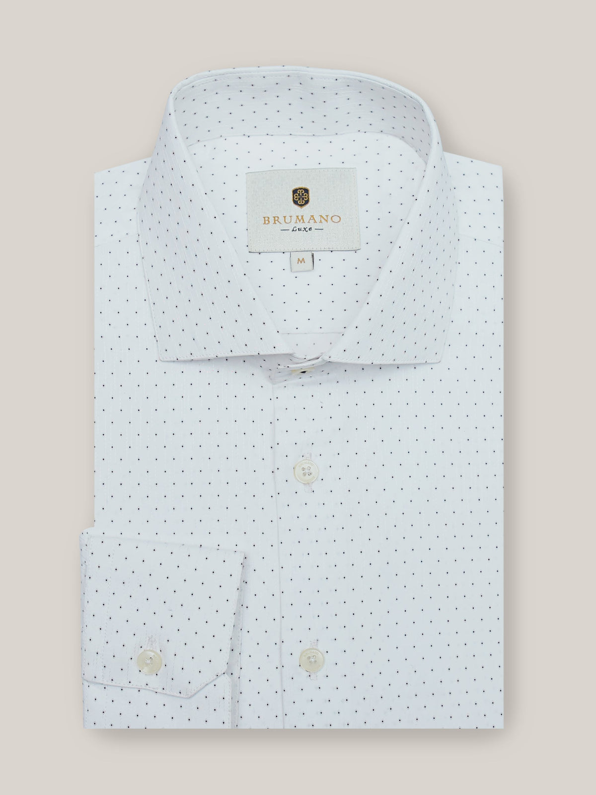 White & Black Dot Structured Formal Shirt