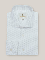 White & Black Dot Structured Formal Shirt