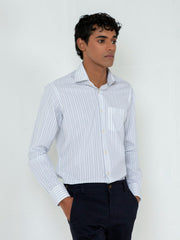 White & Black Striped Formal Shirt