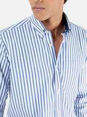 White & Blue Bengal Striped Shirt