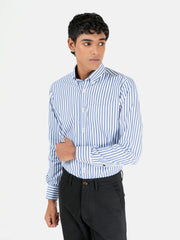 White & Blue Bengal Striped Shirt