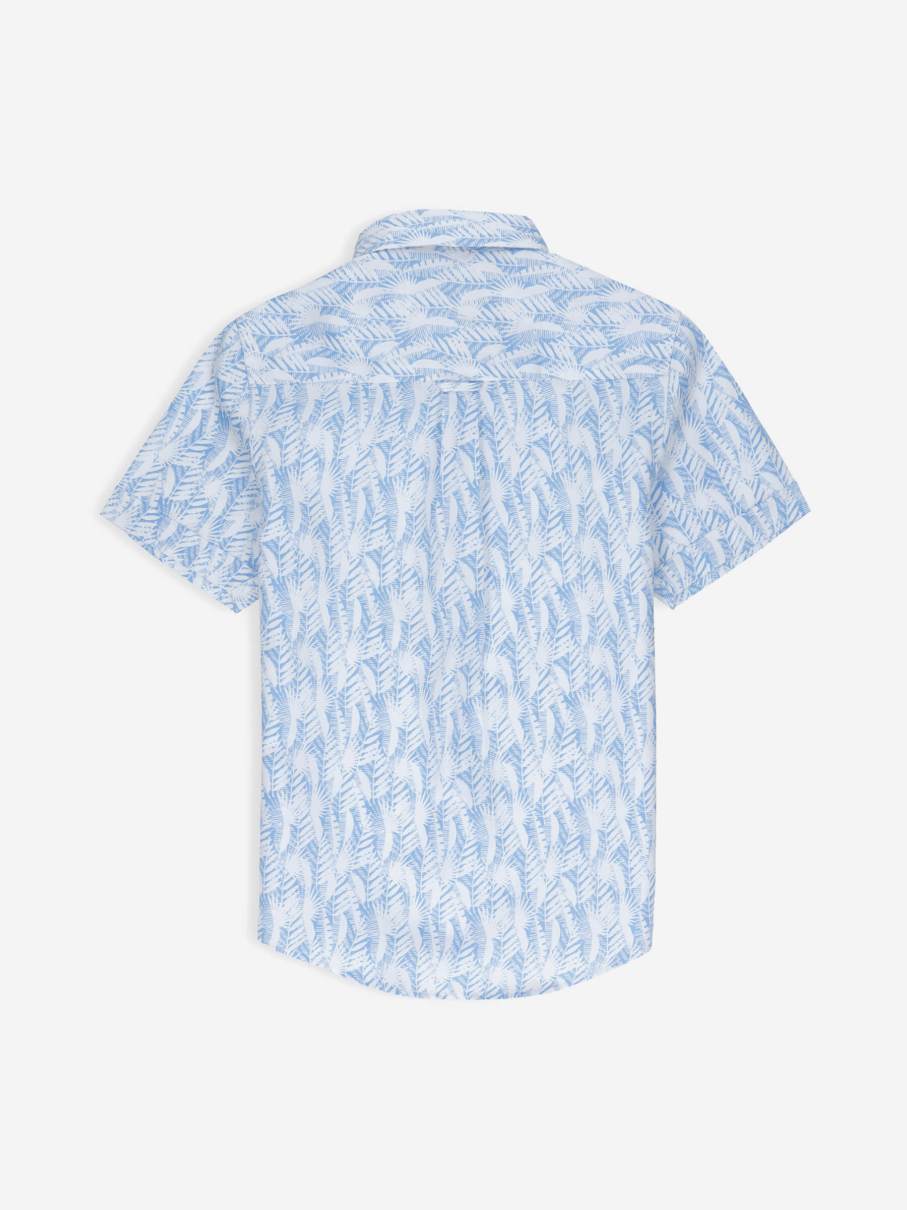 White & Blue Floral Printed Short Sleeve Casual Shirt