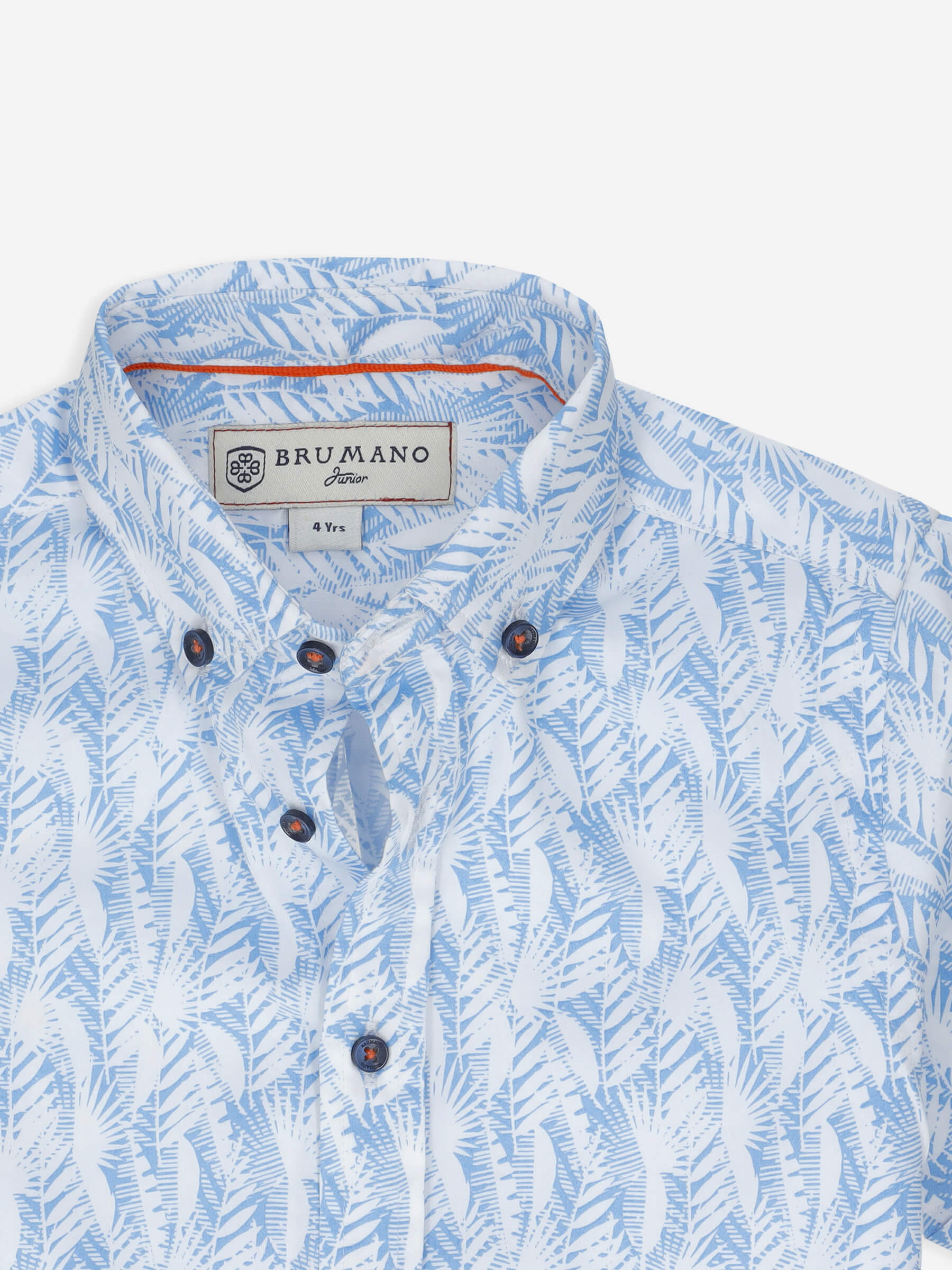 White & Blue Floral Printed Short Sleeve Casual Shirt