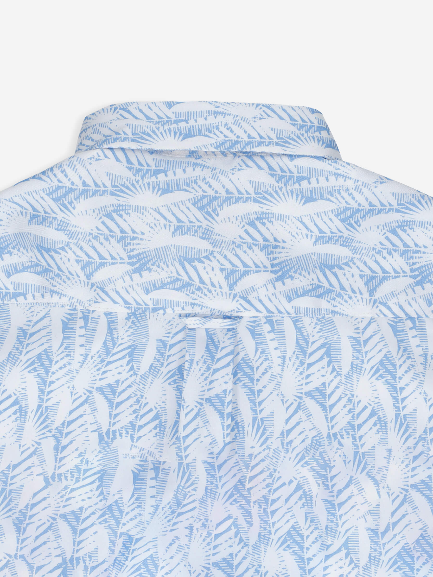 White & Blue Floral Printed Short Sleeve Casual Shirt