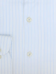 White & Blue Formal Shirt With Printed Collar