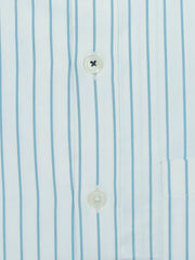 White & Blue Herringbone Shirt With Printed Detailing