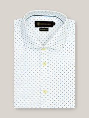 White & Blue Printed Formal Shirt