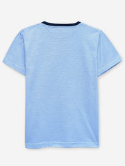 White & Blue Striped Crew Neck T-Shirt With Contrasting Rib