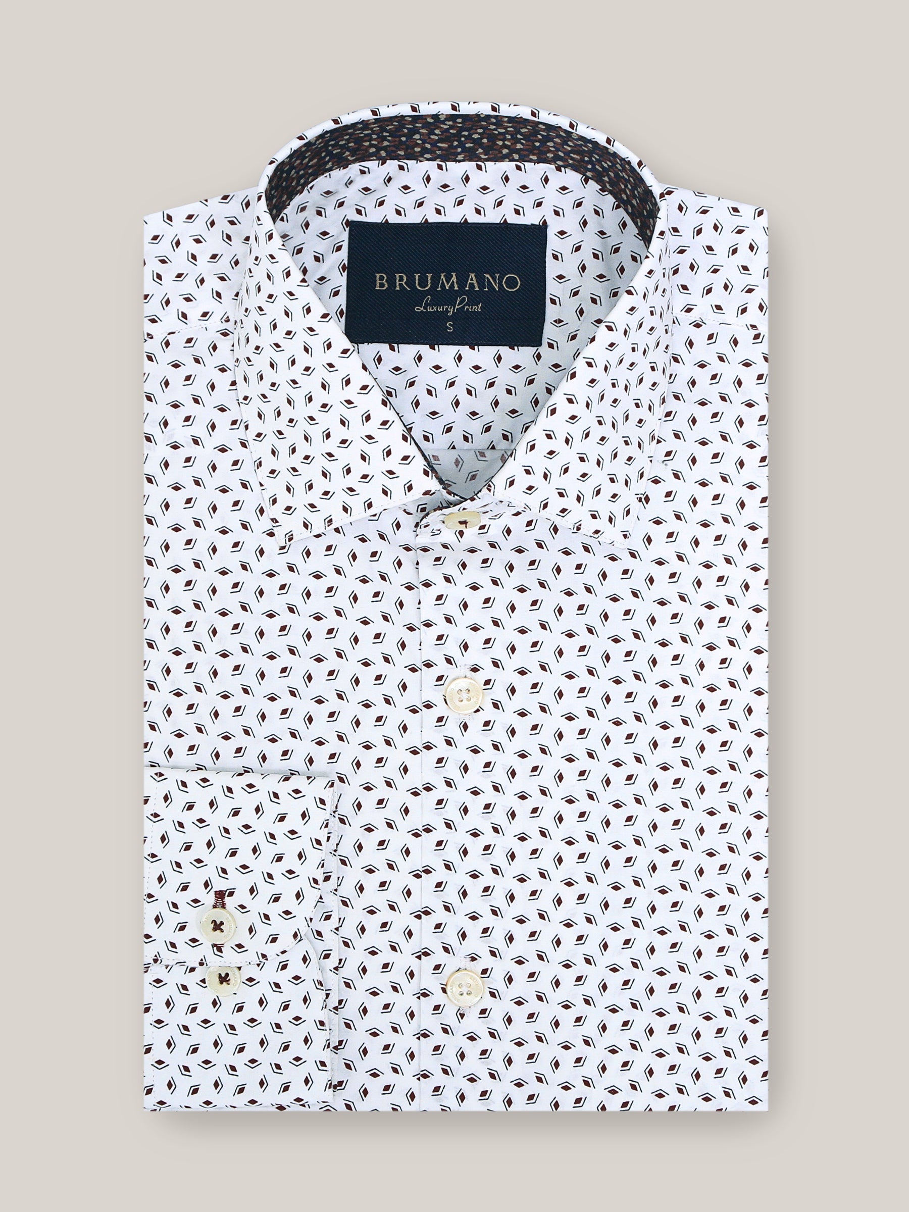 White & Brown Geo Printed Shirt