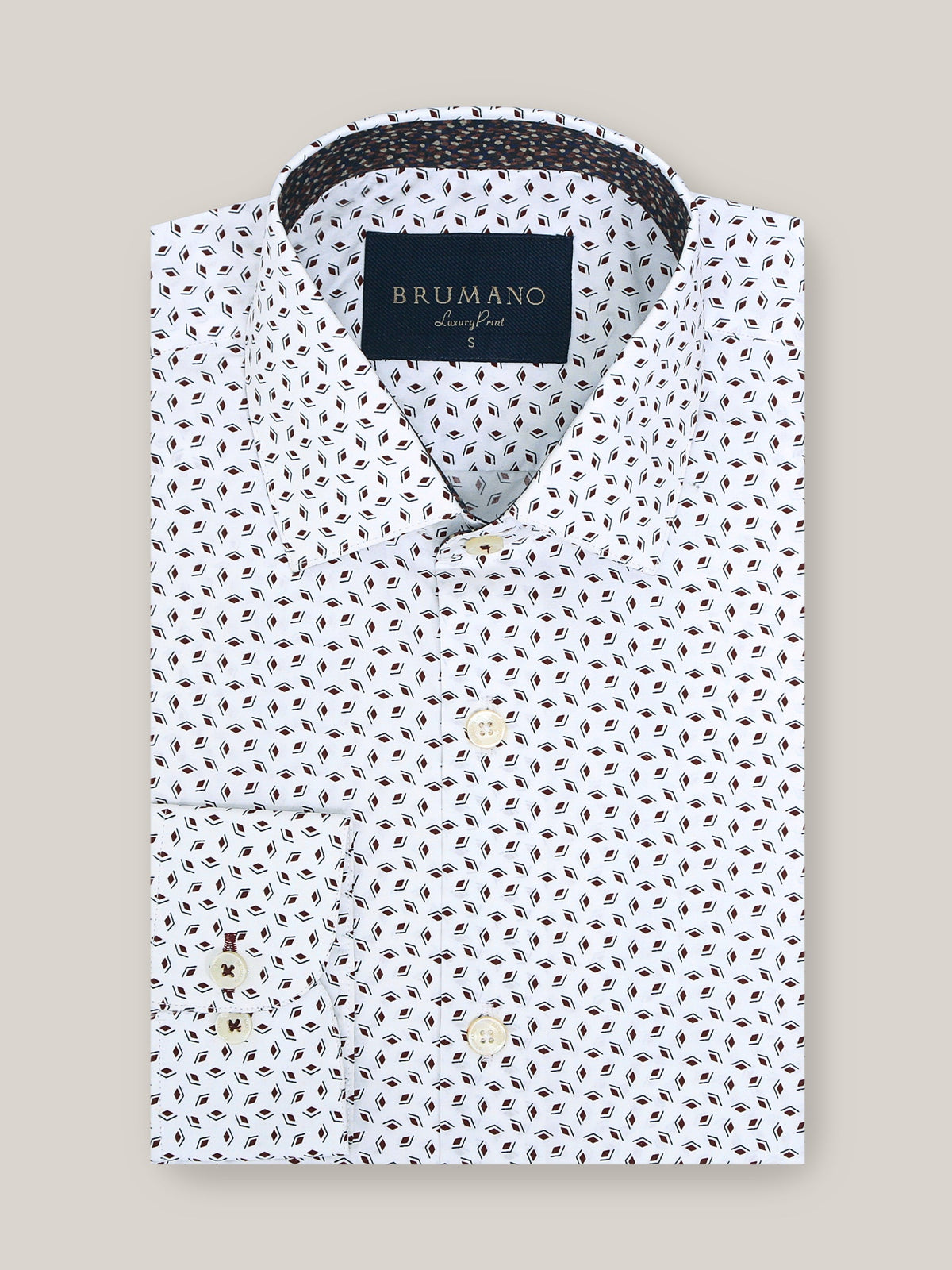 White & Brown Geo Printed Shirt