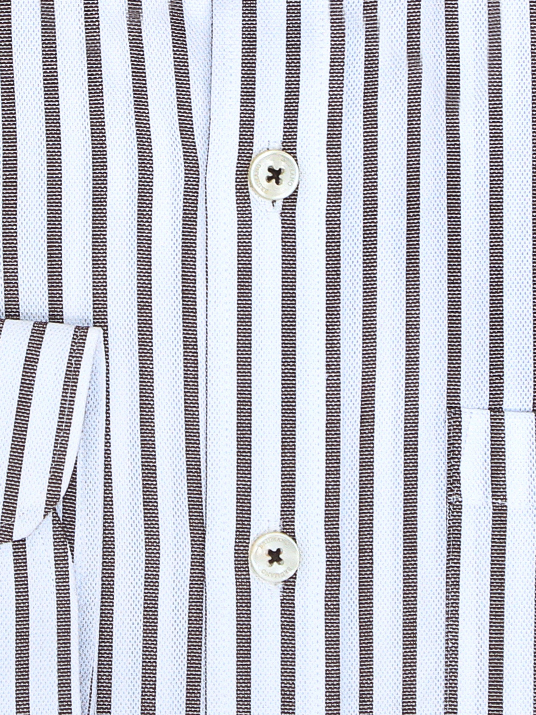 White & Brown Structured Striped Formal Shirt