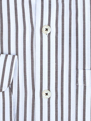 White & Brown Structured Striped Formal Shirt