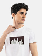 White 'City Rhythm' Graphic Printed T-Shirt