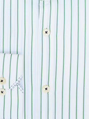 White & Green Striped Formal Shirt